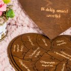 Szív alakú puzzle 14 dolog, amit szeretek benned, mahagóni