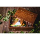 Nagy fénykép + USB tartó fadoboz, 150x230 mm-es, gesztenye