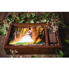 Nagy fénykép + USB tartó fadoboz, 150x230 mm-es, gesztenye