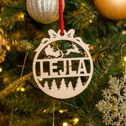 Névre szóló karácsonyfadísz, kerek, Santa Claus