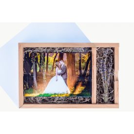 Nagy fénykép + USB tartó fadoboz, 150x230 mm-es, natúr Nagy fénykép + USB tartó fadoboz, 150x230 mm-es, natúr