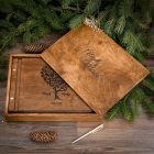 Fa borítású fotókönyv, szív fa díszítéssel