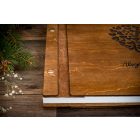 Fa borítású scrapbook, szív fa díszítéssel