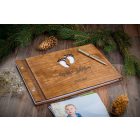 Fa borítású scrapbook, baba lábnyommal