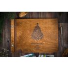 Fa borítású Scrapbook, vendégkönyv, karácsonyi mintás könyv