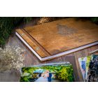 Fa borítású Scrapbook, vendégkönyv, karácsonyi mintás könyv