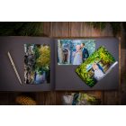 Fa borítású Scrapbook, vendégkönyv, karácsonyi mintás könyv